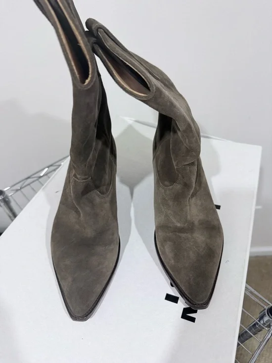 Isabel Marant 'Duerto' Suede Western Boots in Olive - Picture 3 of 5